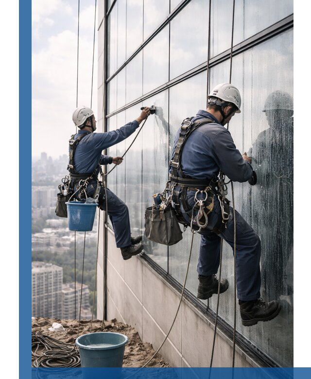 Профессиональная мойка фасадных окон альпинистами в Ишиме