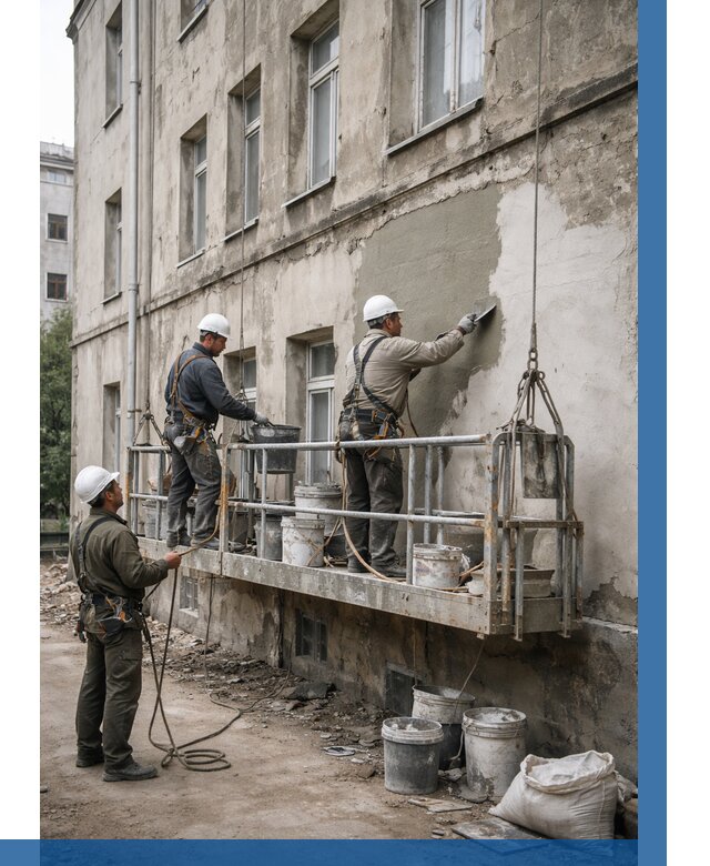 Капитальный ремонт фасада в Ишиме от 4365 р. | ВЫСОТНИК-Шм