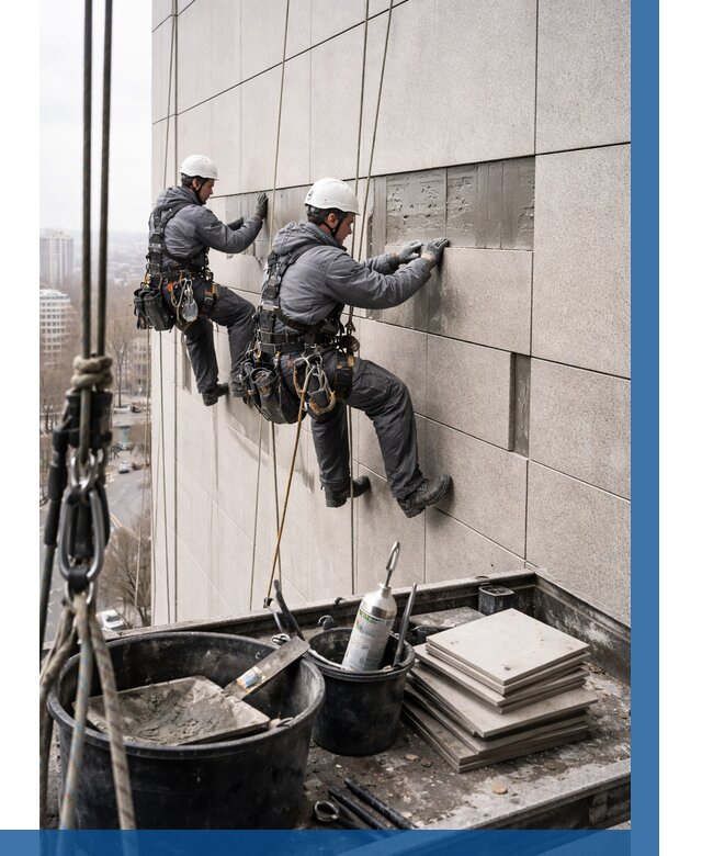 Ремонт фасада из керамогранита в Ишиме от 2598 р. | ВЫСОТНИК-Шм