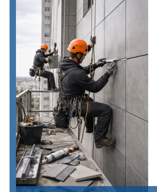 Профессиональный ремонт фасада из керамогранита в Ишиме