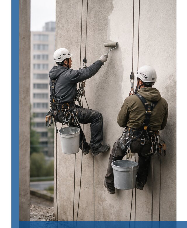 Покраска фасадов высотными альпинистами в Ишиме с гарантией