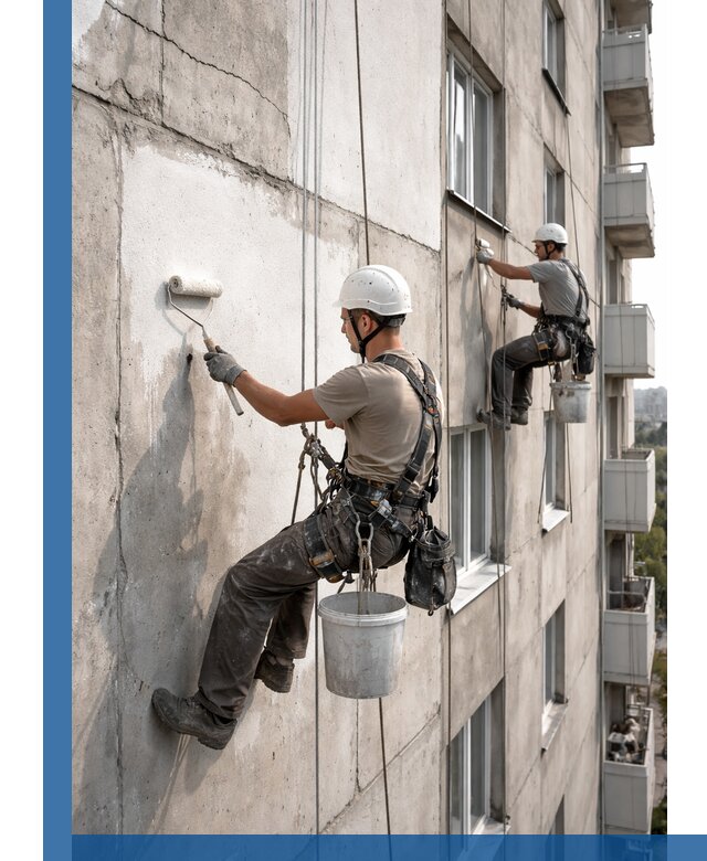 Покраска бетонного фасада в Ишиме для жилых и промышленных объектов