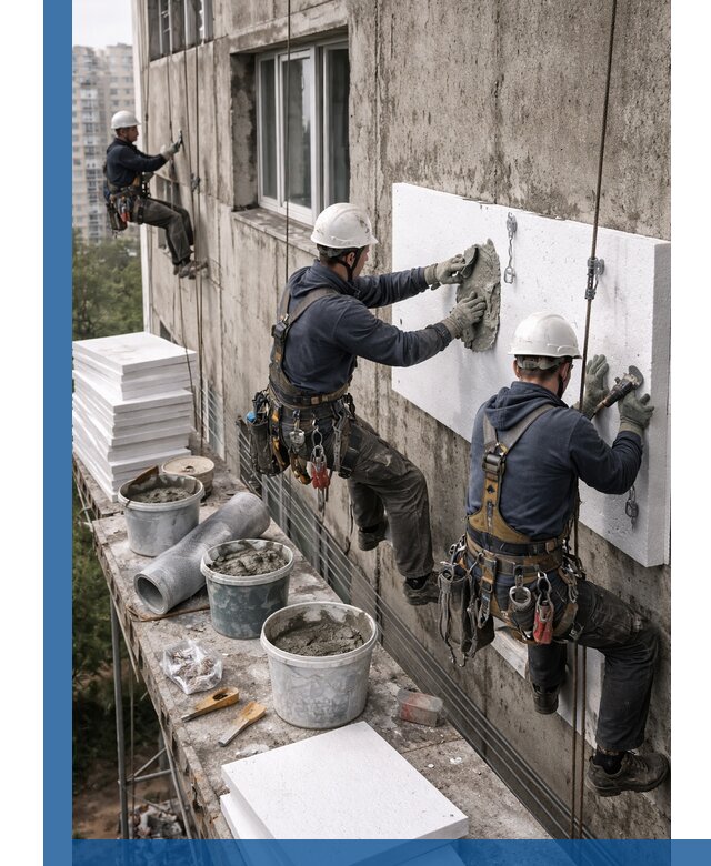 Утепление фасада пенополистиролом в Ишиме под ключ