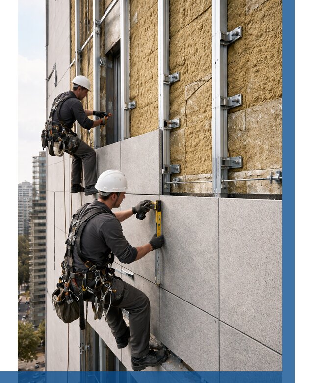 Монтаж вентилируемого фасада в Ишиме от 3638 р. | ВЫСОТНИК-Шм