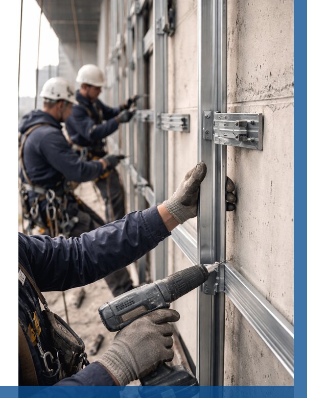 Монтаж подсистемы вентфасада в Ишиме от 883 р. | ВЫСОТНИК-Шм