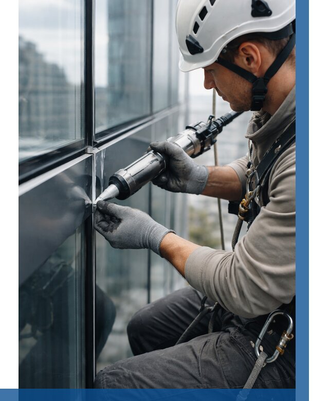 Герметизация стыков витража в Ишиме от 1247 р. | ВЫСОТНИК-Шм