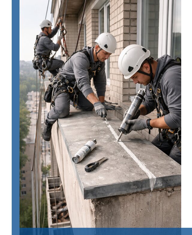 Герметизация балконного козырька в Ишиме профессионально