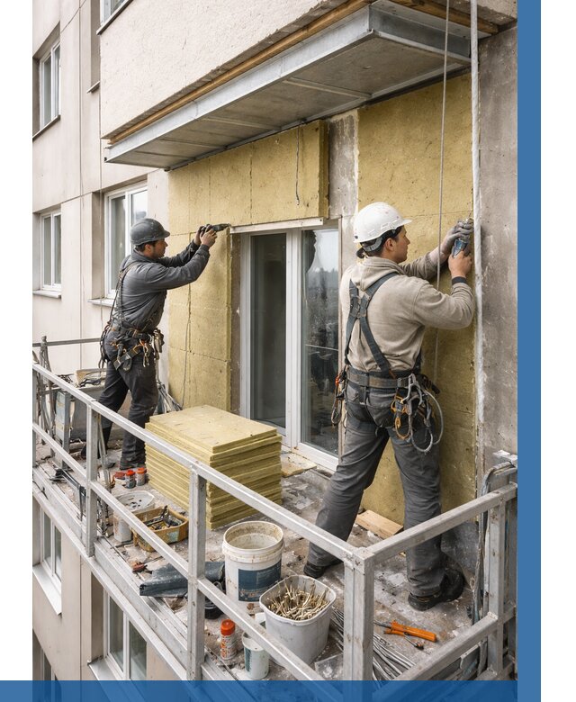 Утепление балкона снаружи в Ишиме от 1663 р. под ключ ВЫСОТНИК-Шм