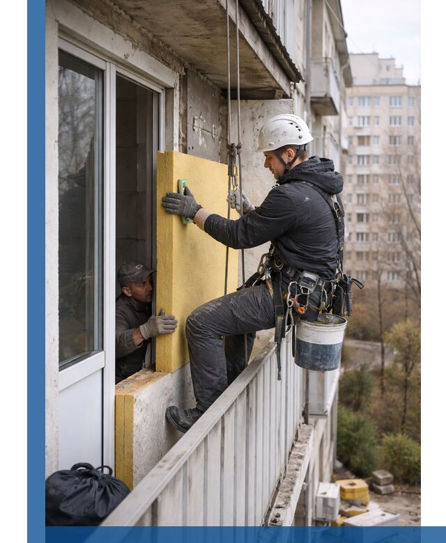 Профессиональное утепление балкона снаружи в Ишиме под ключ