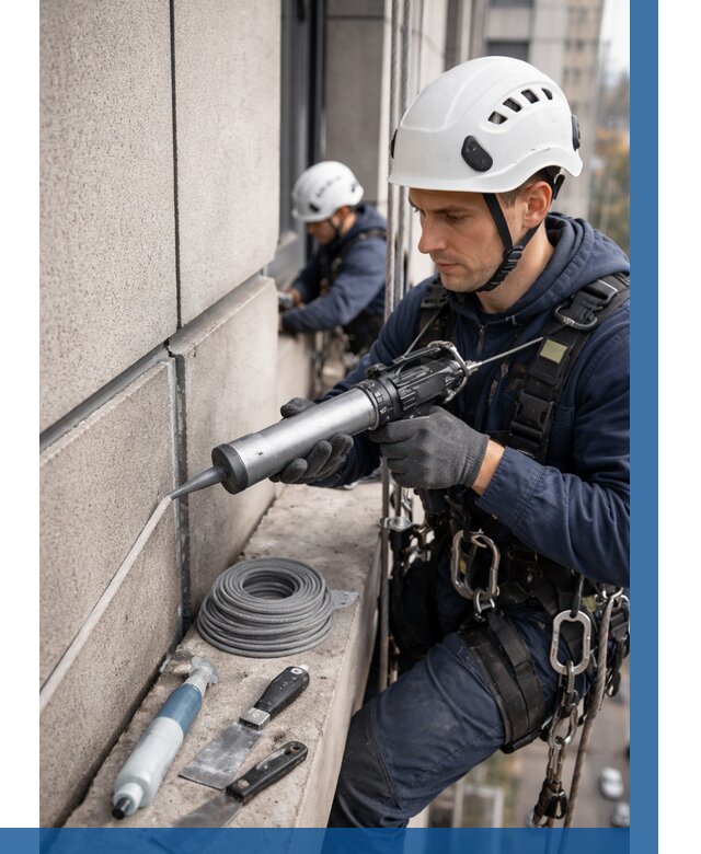 Герметизация деформационных швов фасада в Ишиме от 728 | ВЫСОТНИК-Шм