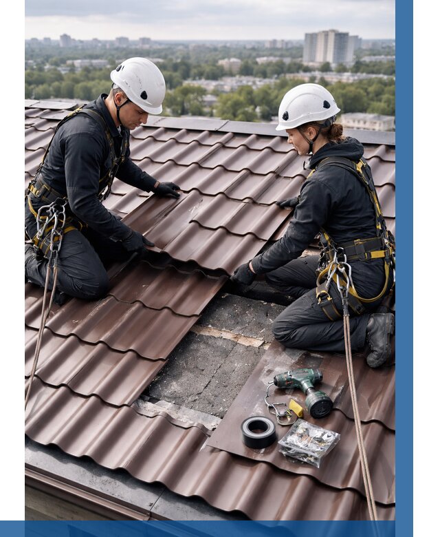 Ремонт металлочерепицы на крыше в Ишиме от 935 р. | ВЫСОТНИК-Шм