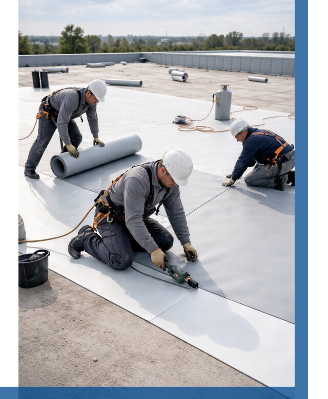 Монтаж мембранной кровли под ключ в Ишиме от 1247 р. | ВЫСОТНИК-Шм