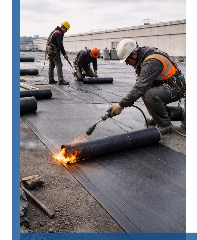 Монтаж наплавляемой кровли в Ишиме профессионально