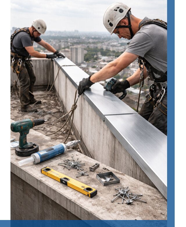 Монтаж парапетных крышек в Ишиме от 831 р. | ВЫСОТНИК-Шм