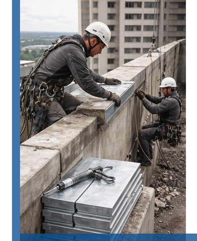 Замена парапетных крышек и установка новых в Ишиме