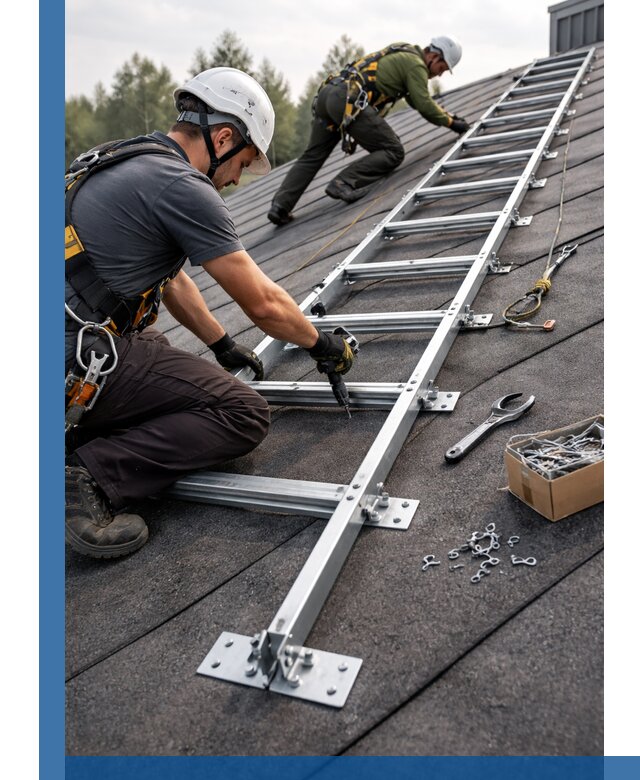 Профессиональный монтаж кровельной лестницы в Ишиме под ключ