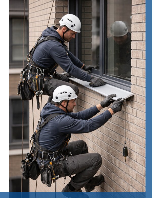 Монтаж оконных отливов под ключ в Ишиме от 3638 р. | ВЫСОТНИК-Шм