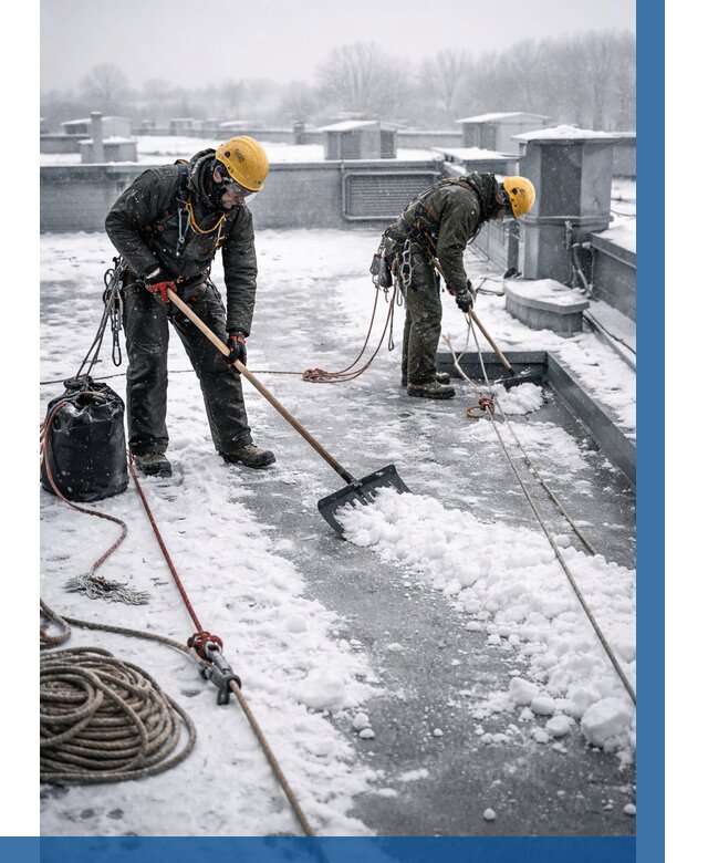 Очистка крыши от снега в Ишиме от 7795 р. | ВЫСОТНИК-Шм