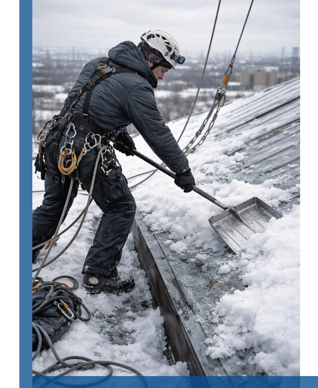 Профессиональная очистка кровли от снега и наледи в Ишиме