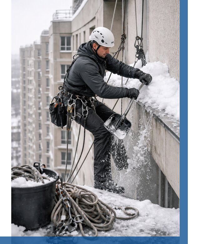 Очистка карнизов от снега в Ишиме от 312 р. | ВЫСОТНИК-Шм