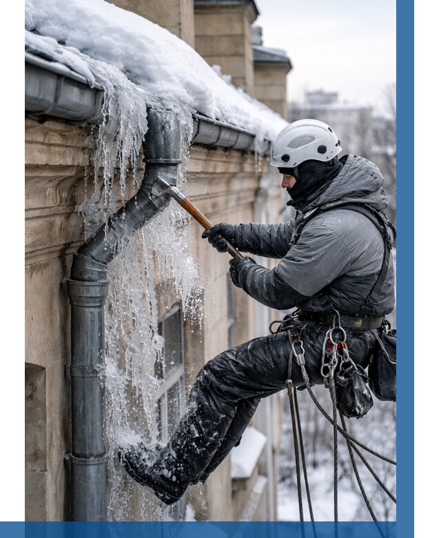 Очистка водостоков от льда в Ишиме от 3638 р. | ВЫСОТНИК-Шм