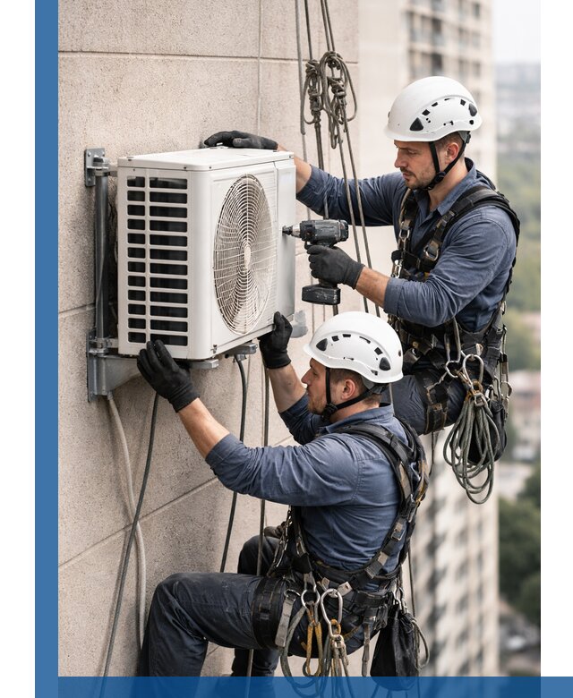 Монтаж внешнего блока кондиционера в Ишиме установка и крепление