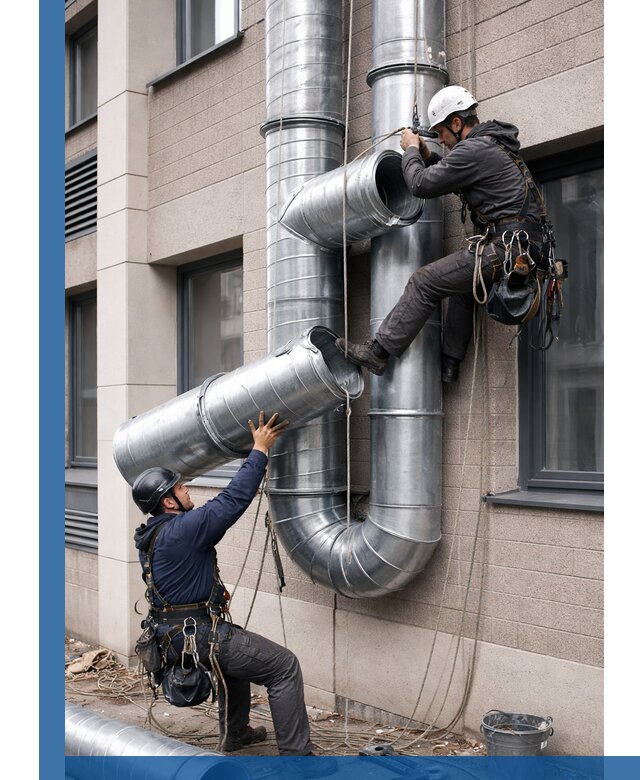 Монтаж фасадных воздуховодов в Ишиме с герметизацией и крепежом