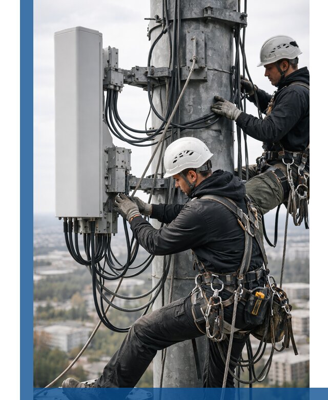 Монтаж оборудования связи на мачте в Ишиме с пусконаладкой