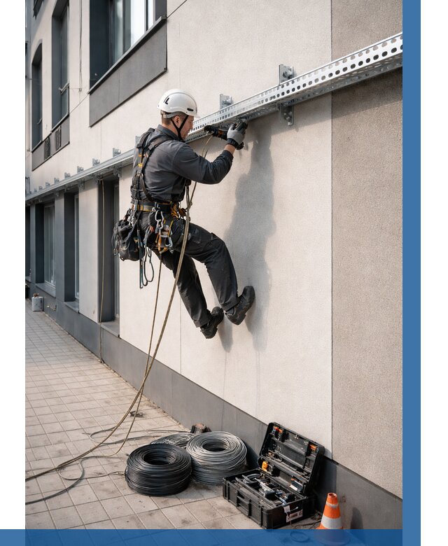 Монтаж кабельных лотков на фасаде в Ишиме от 1247 р. | ВЫСОТНИК-Шм