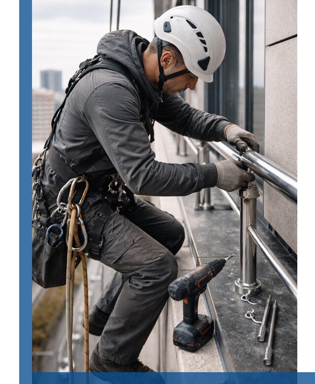 Монтаж ограждений на высоте в Ишиме для зданий и конструкций