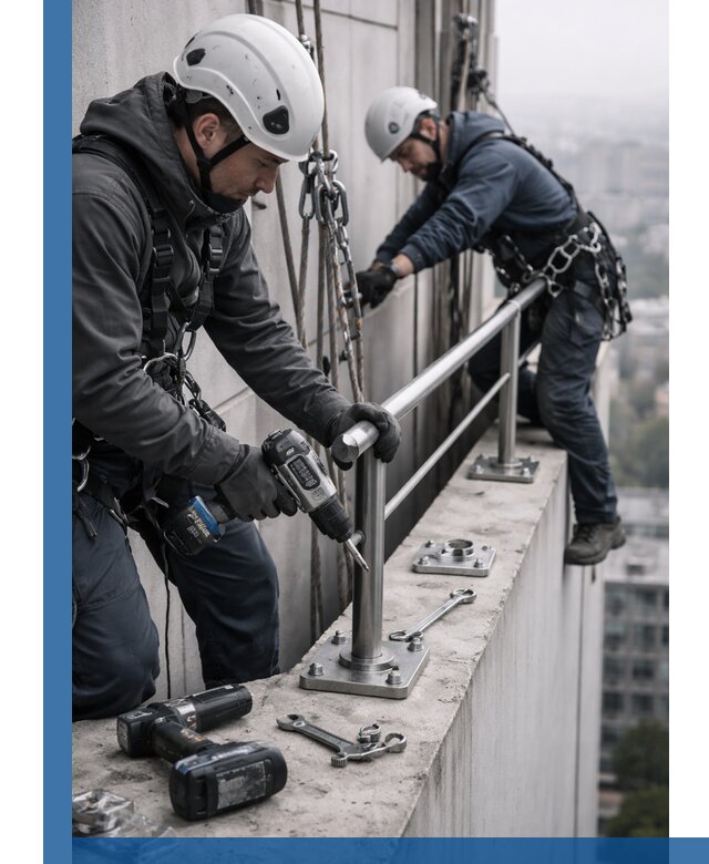 Монтаж перил на высоте в Ишиме для жилых и промобъектов