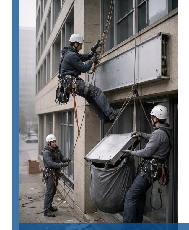 Демонтаж рекламной вывески с высотными работами в Ишиме