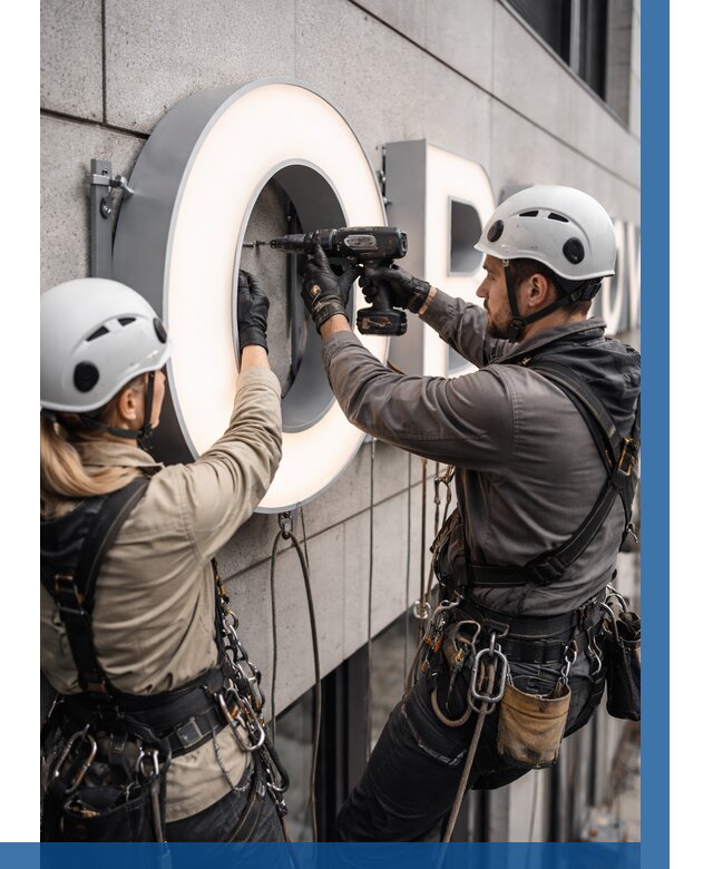 Монтаж световых букв в Ишиме от 3118 р. под ключ ВЫСОТНИК-Шм