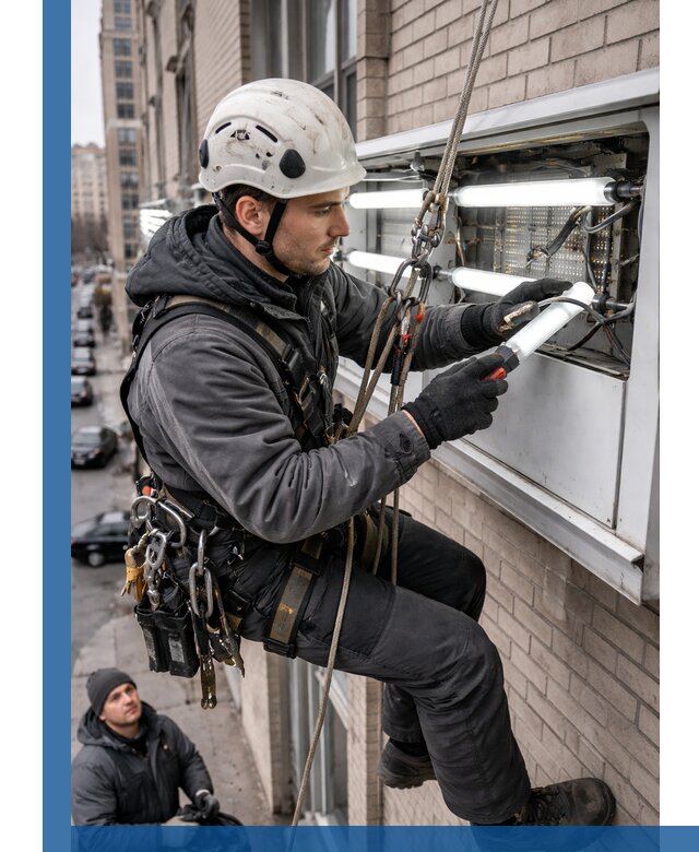 Профессиональная замена ламп в наружной вывеске в Ишиме