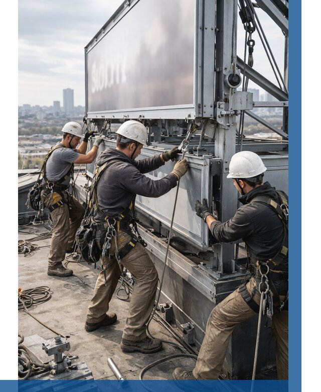 Монтаж крышной рекламной конструкции в Ишиме от 62358 р.|ВЫСОТНИК-Шм