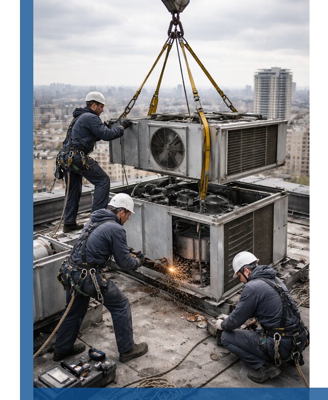 Демонтаж крышной установки в Ишиме любой сложности