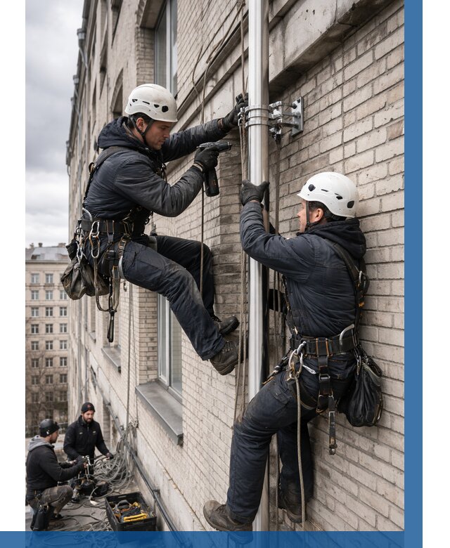 Монтаж флагштока на здании в Ишиме от 6755 р. | ВЫСОТНИК-Шм