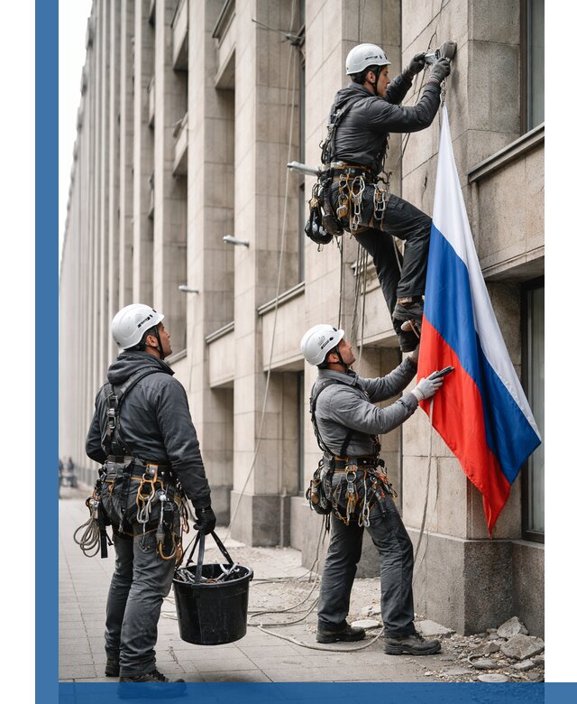 Профессиональная установка флагов на фасаде в Ишиме