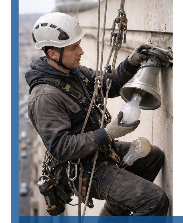 Замена ламп на высоте в Ишиме профессионально и быстро