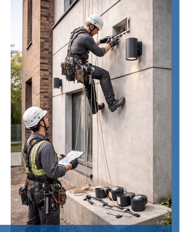 Монтаж фасадного освещения в Ишиме от 2598 р. | ВЫСОТНИК-Шм