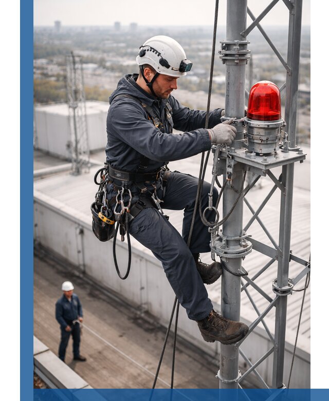 Монтаж заградительных огней и обслуживание объектов в Ишиме