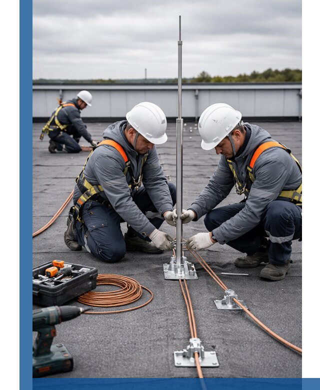 Монтаж молниезащиты на кровле в Ишиме под ключ с гарантией