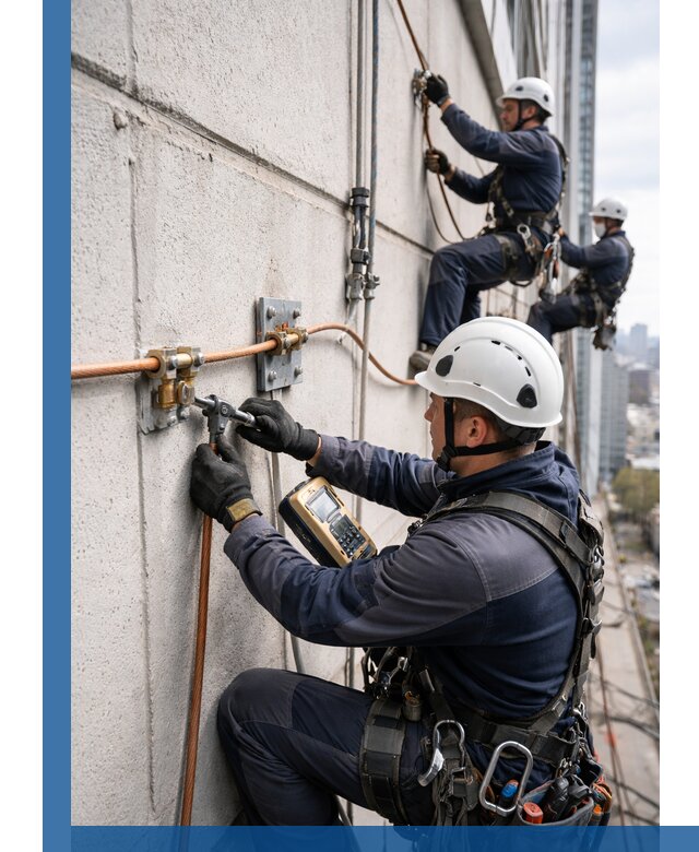 Монтаж системы заземления здания и молниезащиты в Ишиме