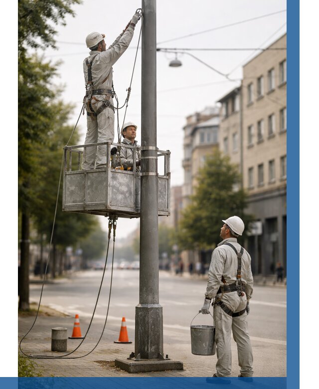 Покраска опор освещения в Ишиме от 5197 р. | ВЫСОТНИК-Шм