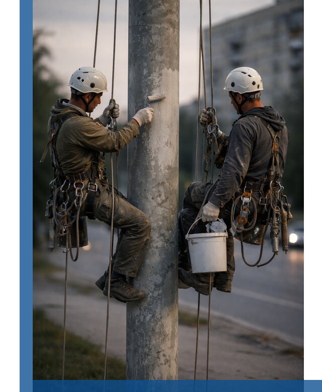 Покраска опор освещения и антикоррозийная защита в Ишиме