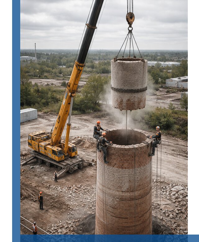 Демонтаж дымовой трубы в Ишиме с гарантиями безопасности