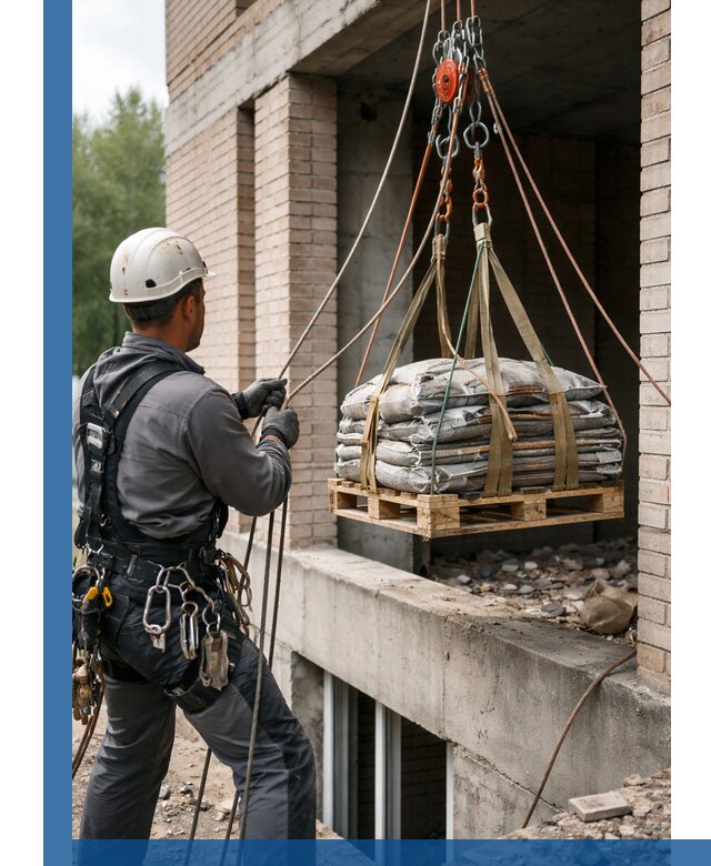 Подъем материалов на этаж веревками в Ишиме оперативно