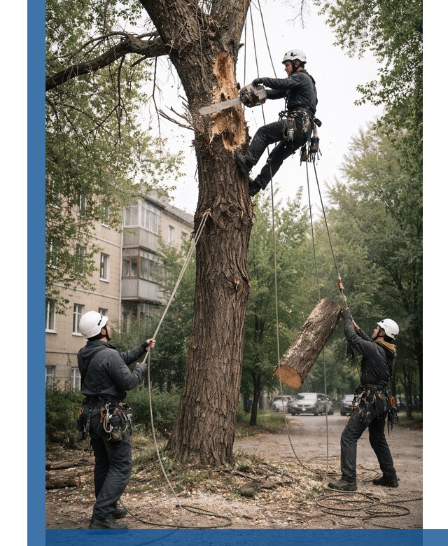 Срочное удаление аварийных деревьев в Ишиме с гарантией безопасности