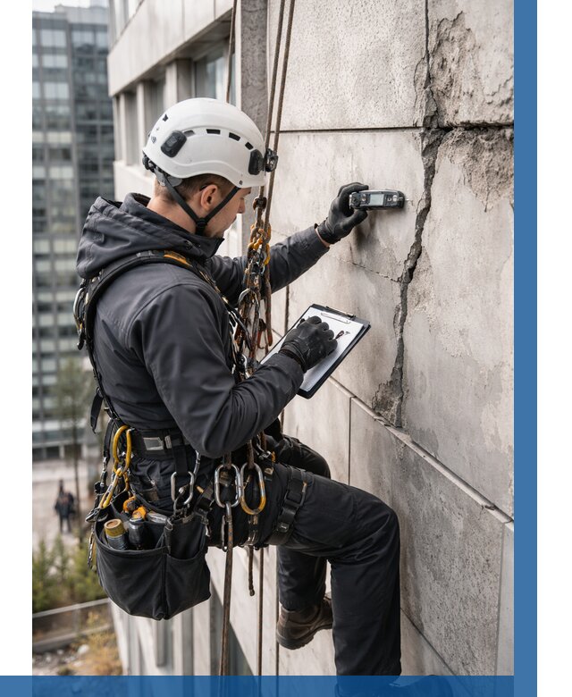 Обследование фасада альпинистами в Ишиме от 125 р. | ВЫСОТНИК-Шм