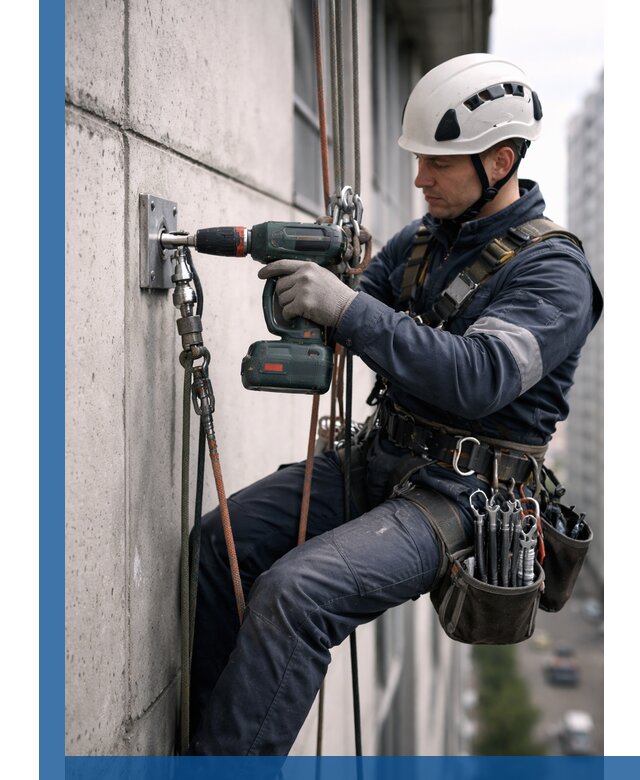 Установка анкерных точек для высотных работ в Ишиме